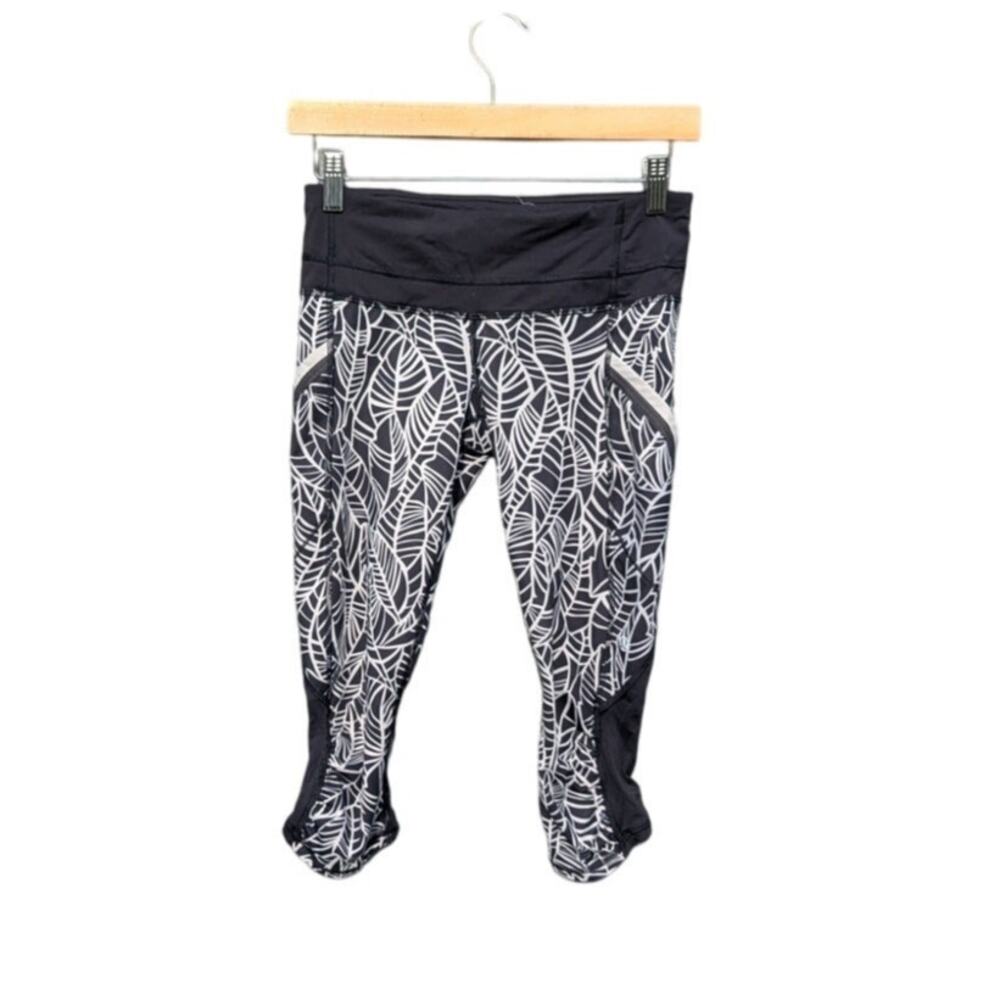 Lululemon Run A Marathon Size 4 Legging Pretty Palm Black Angel Athletic Yoga